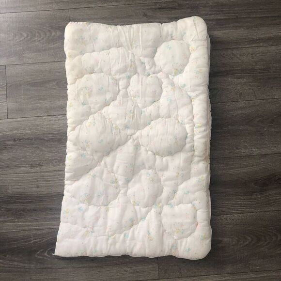 vintage baby blanket white sleeping blanket pastel ducks play mat soft - Picture 1 of 16